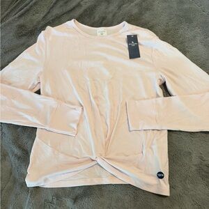 Abercrombie Kids Ribbed Light Pink Long Sleeve Knotted Top NWT 13/14